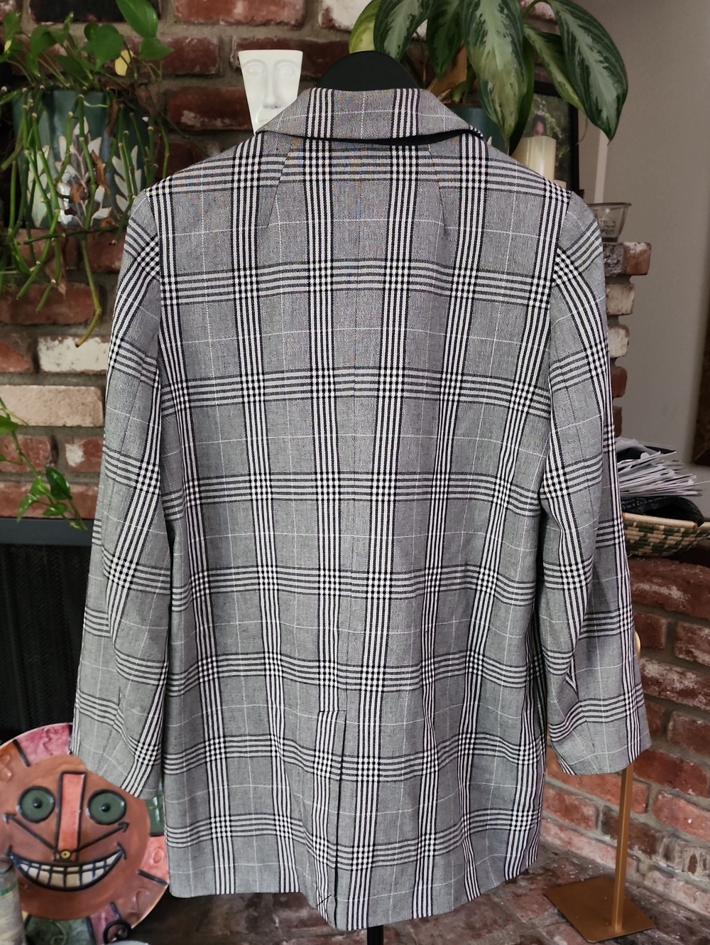 Madewell Gray Glen Plaid Oversized Double Breasted Blazer Career Jacket Women's - Picture 4 of 4
